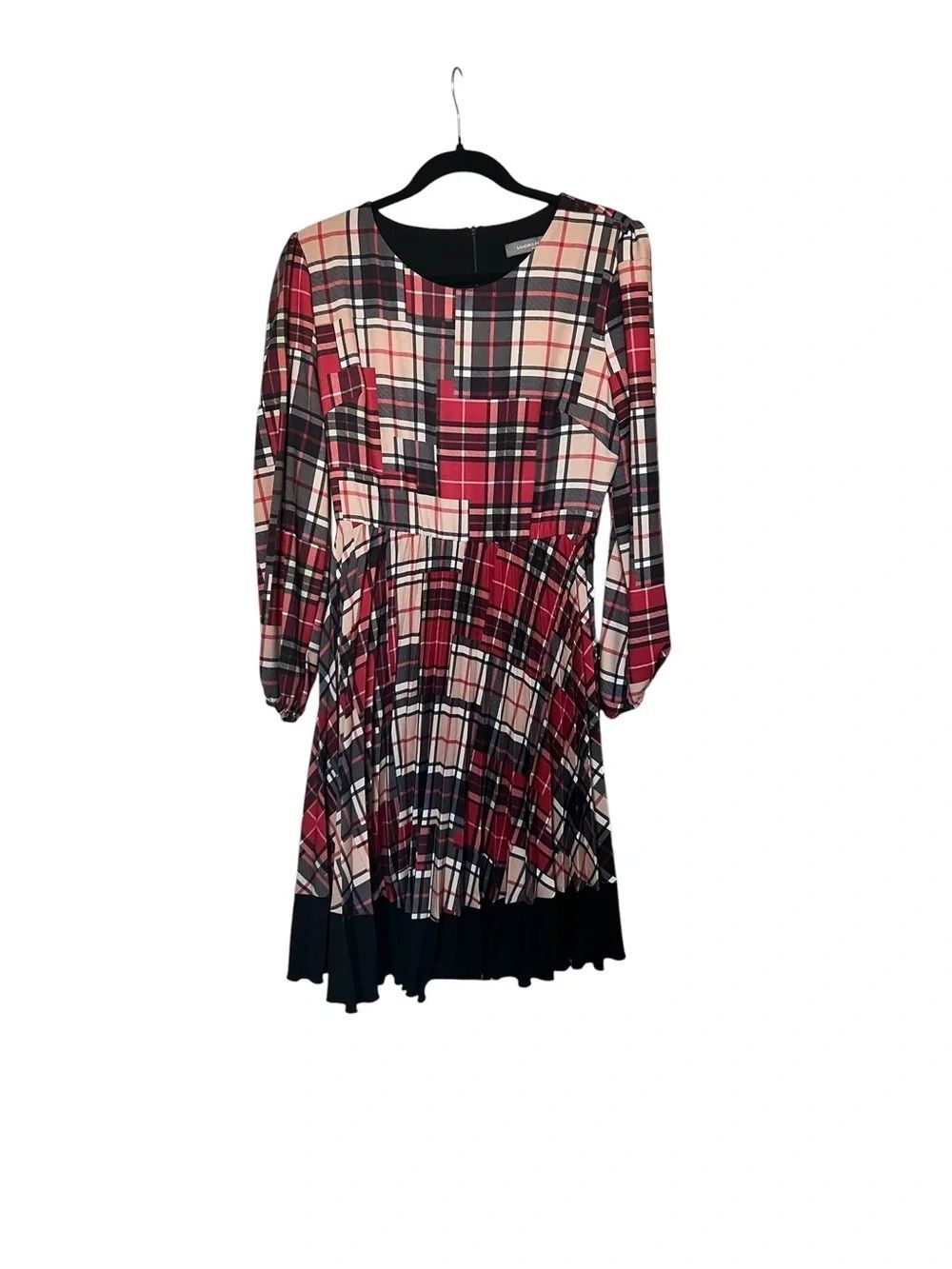 SANDRO FERRONE Pleated Patch Work Midi Dress